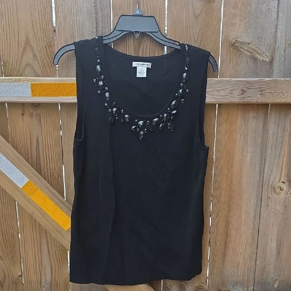 Embellished Black Sleeveless Top